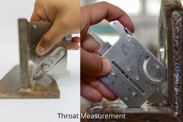 throat measurement of a fillet weld